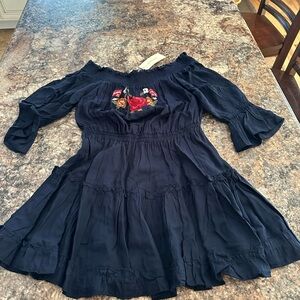 Navy boho off the shoulders dress